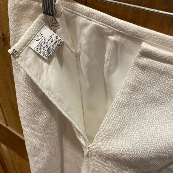 LE SUIT Cream White 4 Button 2 Pc Textured Blazer Coat Jacket Skirt Suit Size 12 - Picture 6 of 6